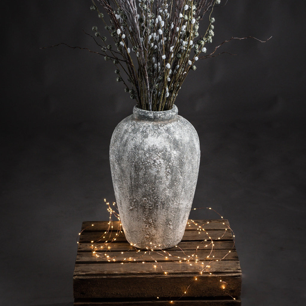 Savara Aged Stone Tall Ceramic Vase