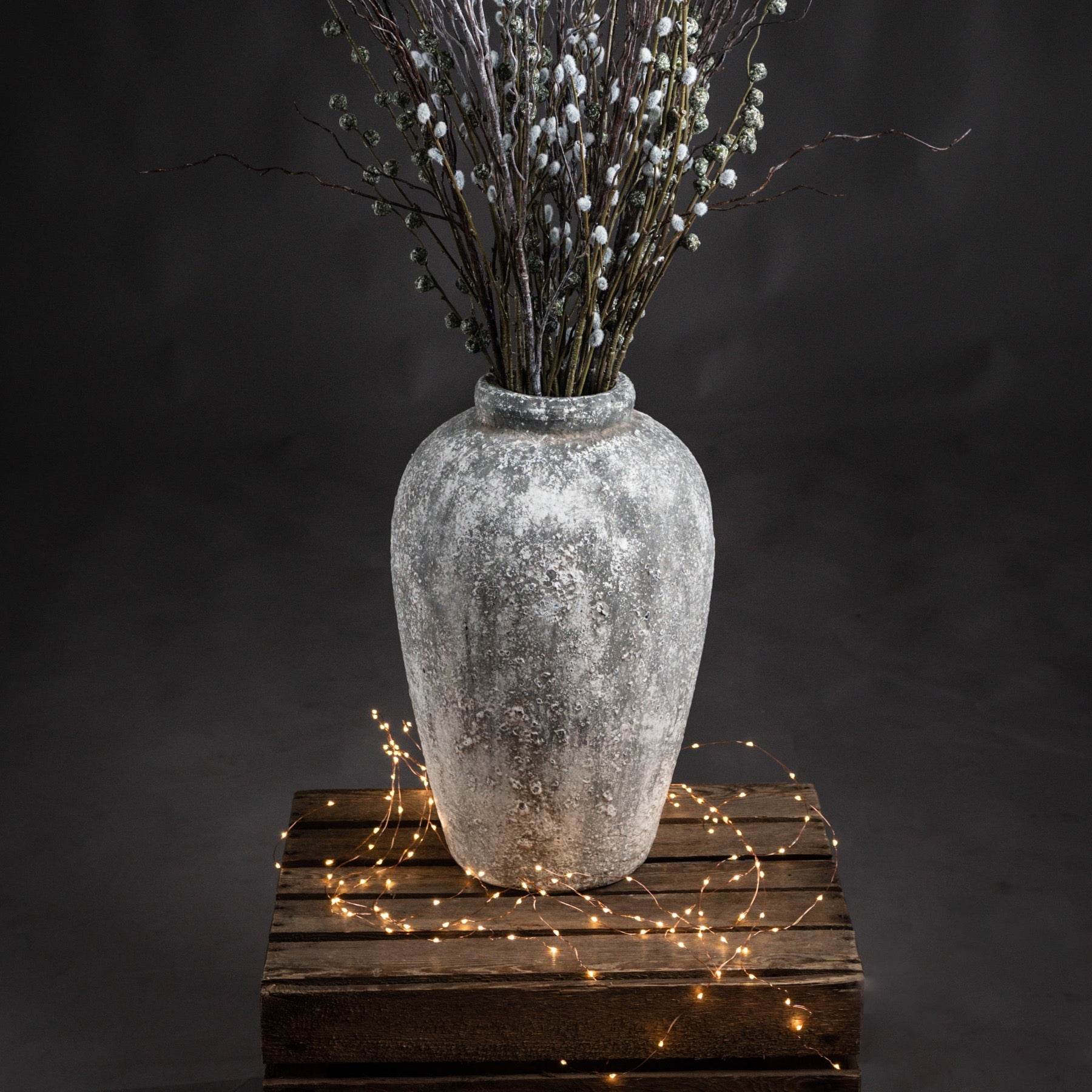 Savara Aged Stone Tall Ceramic Vase