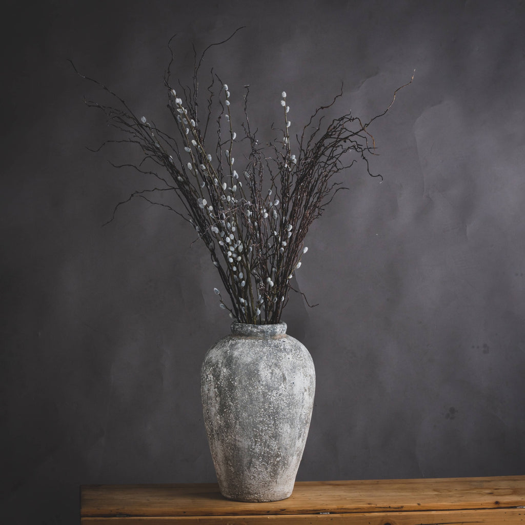 Savara Aged Stone Tall Ceramic Vase