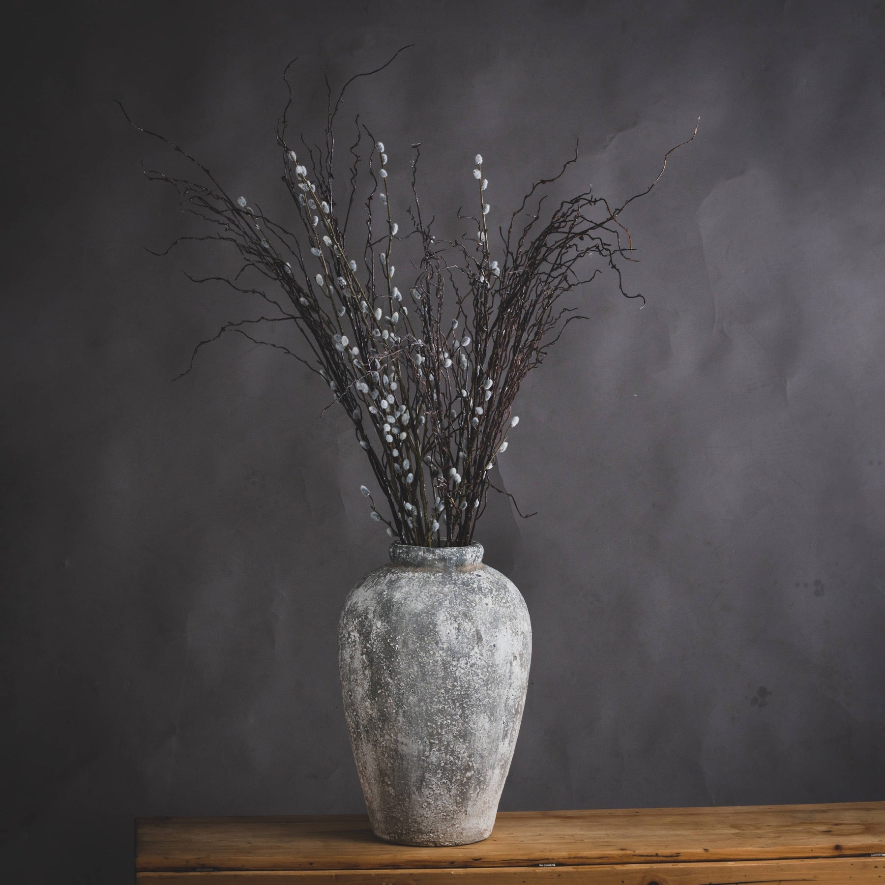 Savara Aged Stone Tall Ceramic Vase