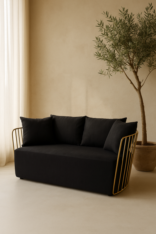 Senta 2 Seater Sofa - Black & Gold