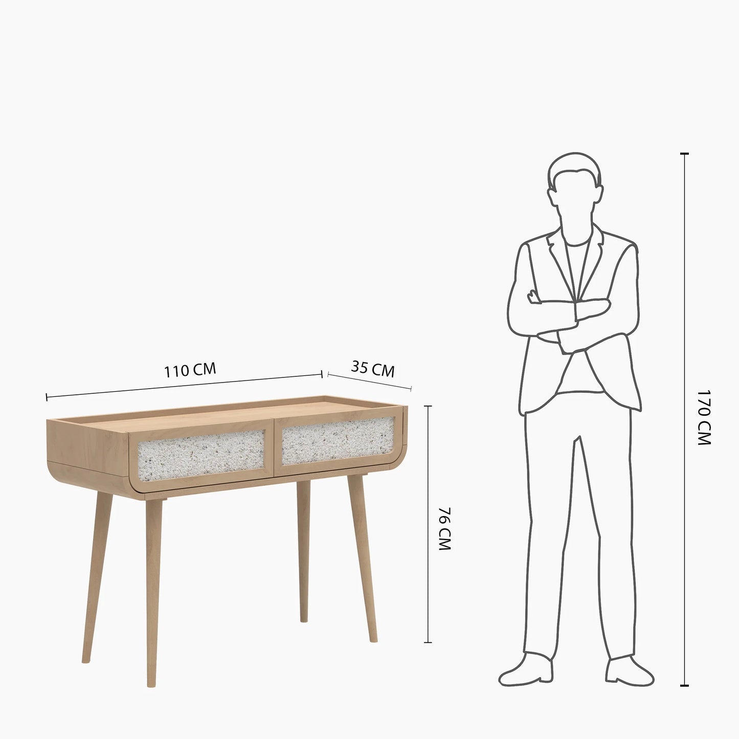 Oxy Two Drawer Console Table - Natural