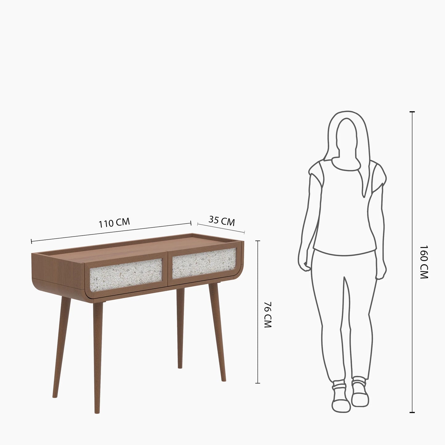 Oxy Two Drawer Console Table - Walnut