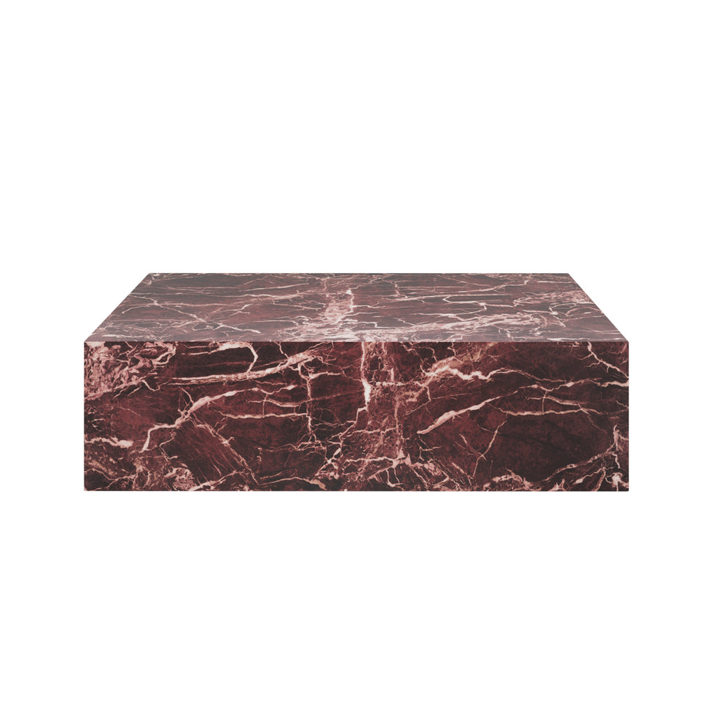 Marble-patterned rectangular block on a white background