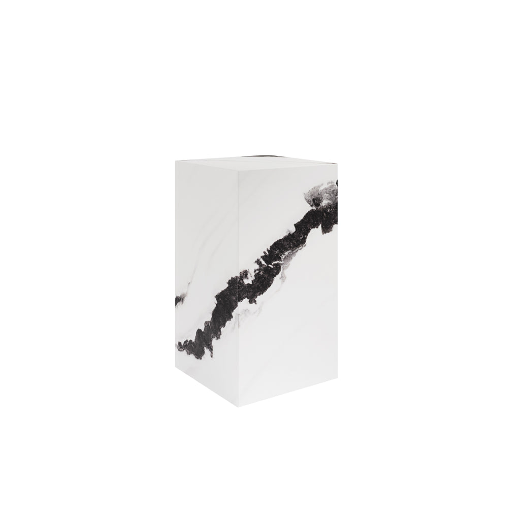 Black and white pedestal plinth on white background