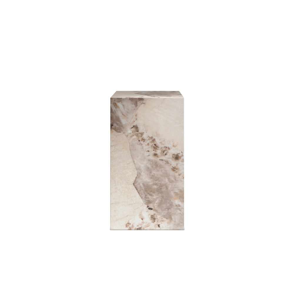 Marble-patterned rectangular block on a white background