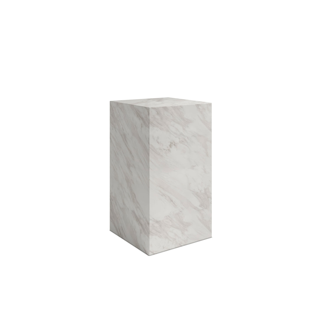 Marble-patterned cube-shaped object on a white background