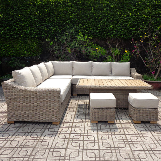 Thalia Outdoor Large Corner Set With Riser Table + 2 Stools