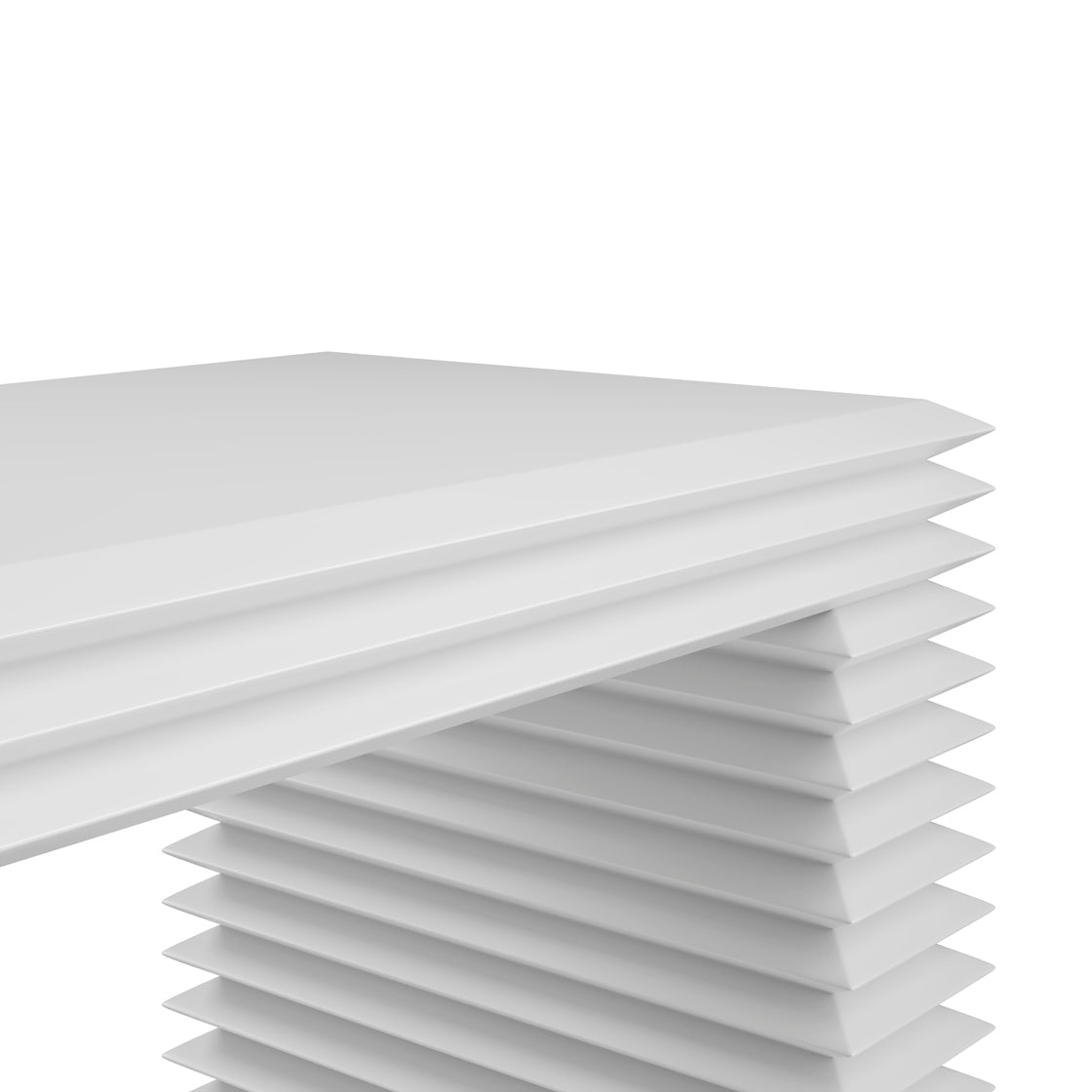 White pleated blind on a white background