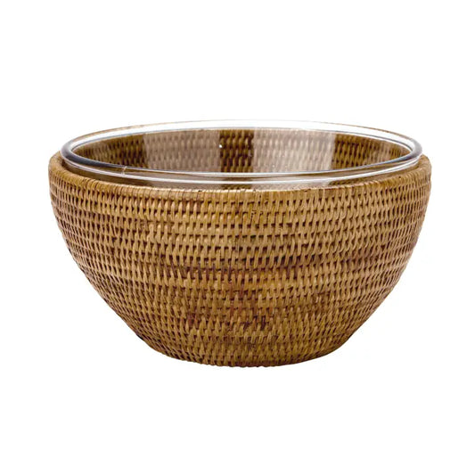 Ice Bucket with Honey Rattan Tongs