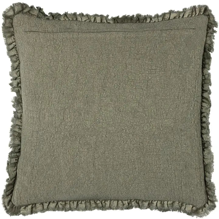 Bertie Washed Cotton Velvet Cushion Moss