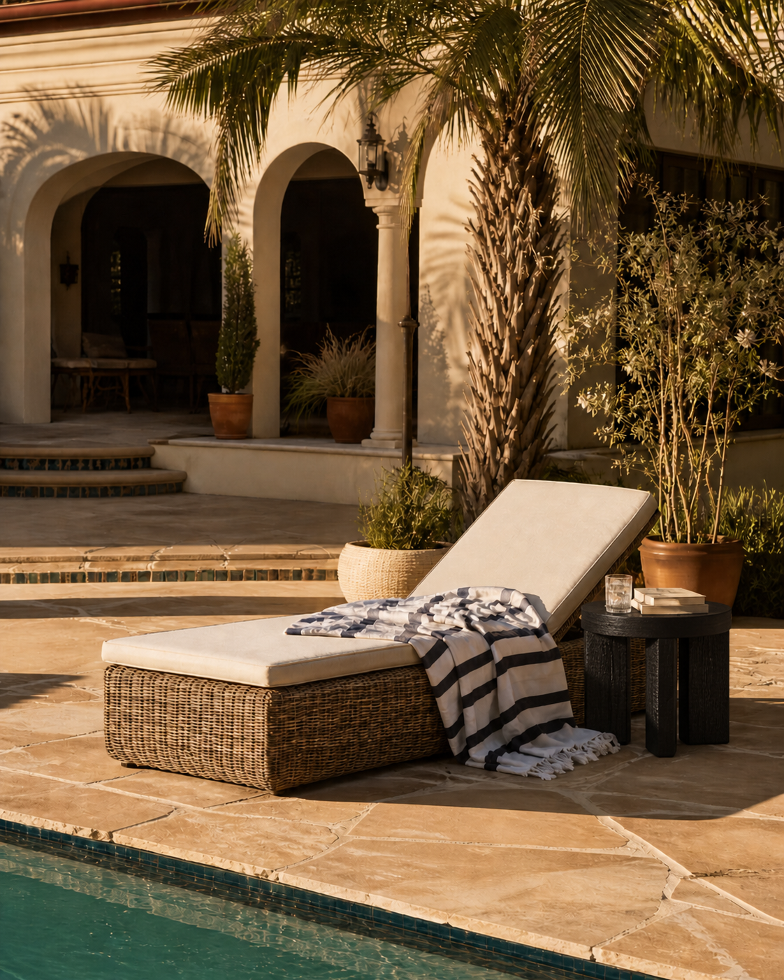 Dune Rattan Sun Lounger - Dark Brown