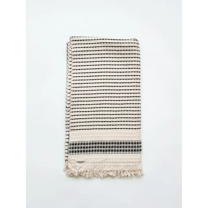 Milos Check Hammam Towel - Charcoal