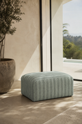 Selby Thick Striped Pouffe - Verdigris & Blue