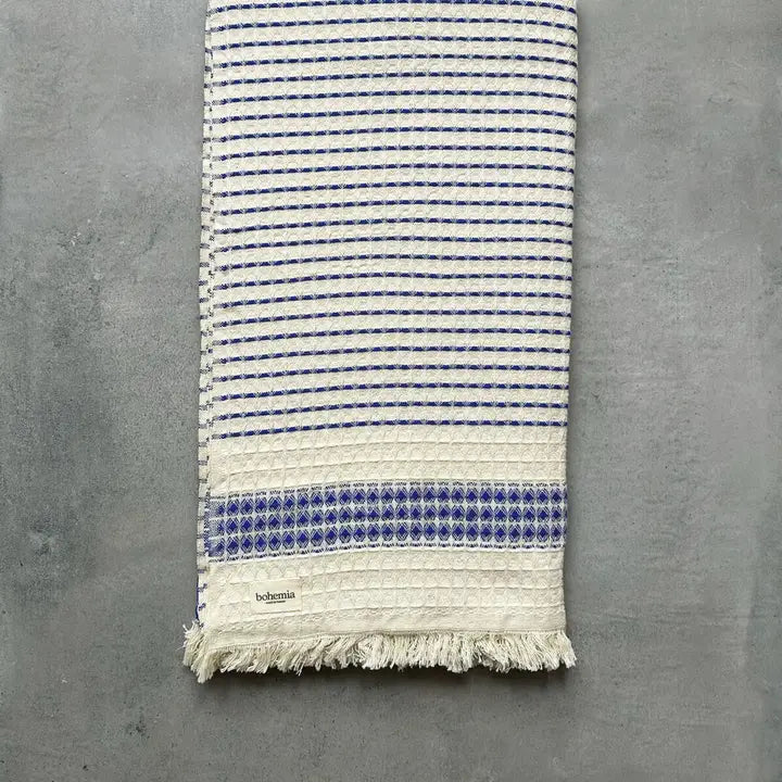 Milos Check Hammam Towel - Blue