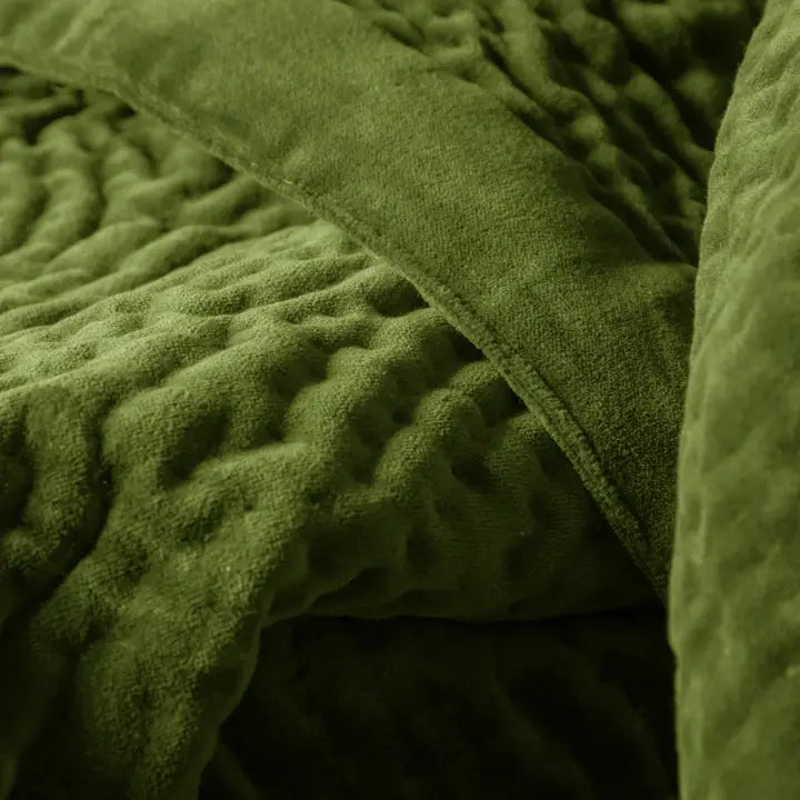 Haze Velvet Quilted Throw Grass