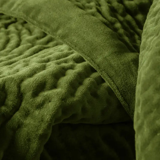 Haze Velvet Quilted Throw Grass