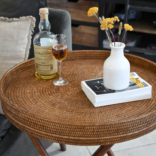 Rattan Side Table in Natural Honey Kinpun
