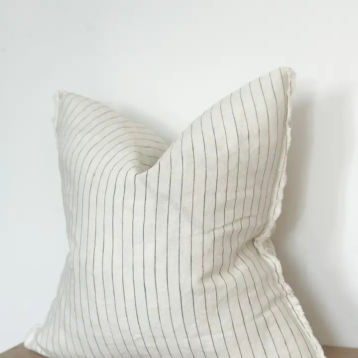 Esmee Linen Cushion Cover – Frayed Edge Cream & Olive