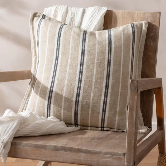 Hebble Striped Cushion Natural Black
