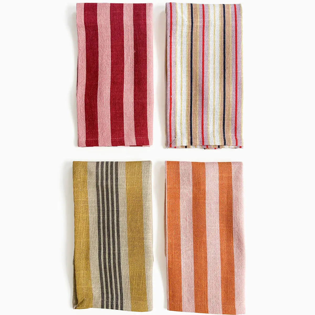 Set of 6 Jaipur Stripe Napkin - Pomegranate