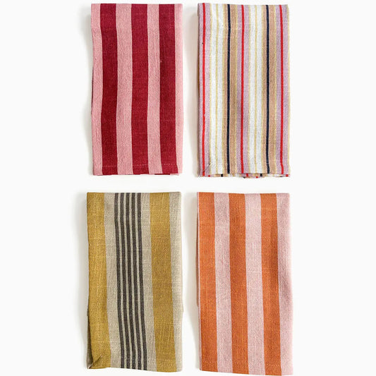 Set of 6 Jaipur Stripe Napkin - Pomegranate