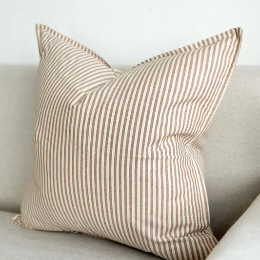 Darcy Cotton Cushion Cover – Thin Brown Stripe