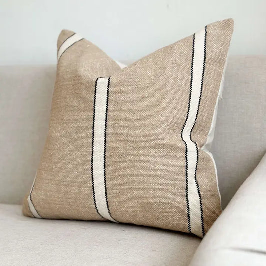 India Luxe Cotton Cushion Cover – Beige, Cream & Blac