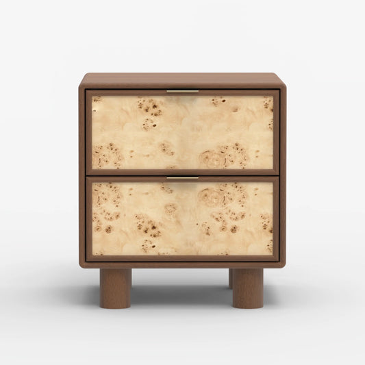 Urban Burl Two Drawer Side Table - Walnut